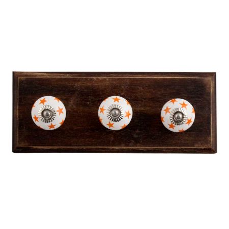 Orange Star Ceramic Wooden Hooks